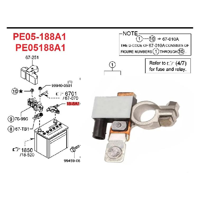 Car Battery Current Sensor PE05-188A1PE05188A1 For Mazda 3 6 CX-3 CX-4 CX-5 CX-8 214-2018 Battery Negative Sensor Connector