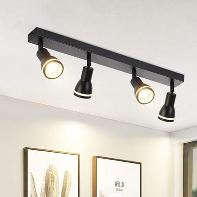 Ceiling Spotlight - NETTLIFE - Nettlife Black Ceiling Spotlight - 4x GU10 - Swiveling - Metal/Aluminum