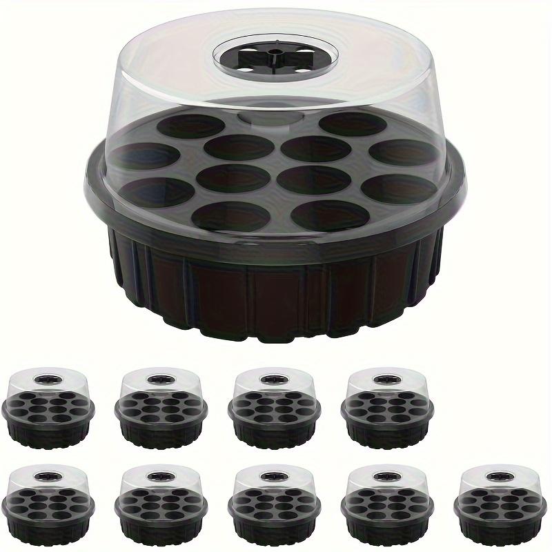 1pc 13-Hole Round Seedling Box - Hydroponic Planting Tray with Clear Grid Lid, Lightweight Durable Plastic for Succulents,Bean Sprouts,Vegetable Seeds