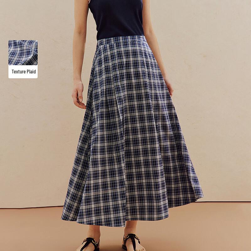 INMAN Women s Vintage Plaid Pleated A-Line Skirt L
