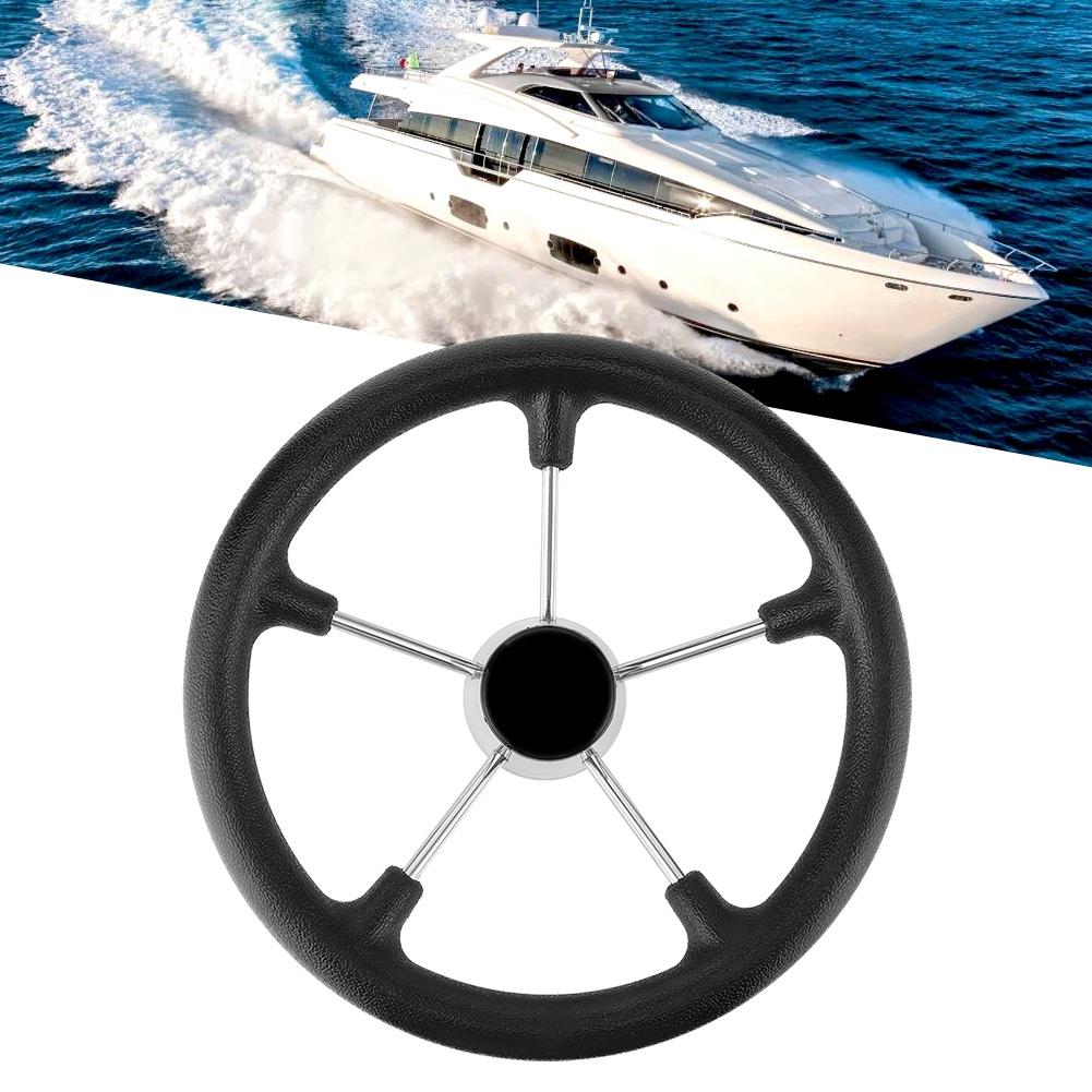 13 1 2 Inches Boat Stainless Steel 5 Spokes Steering Wheel with Black Foam Grip