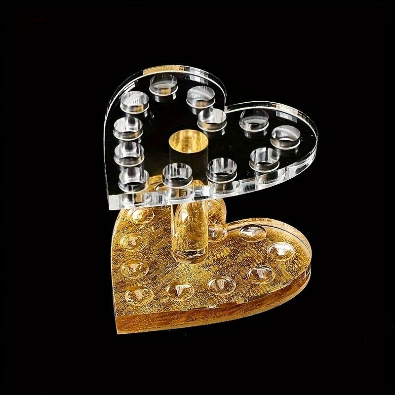 

12 Holes Acrylic Gel Pen Brush Holder, Heart Shape Rest Stand Display Rack Organizer for Nail Art Pen Makeup Brush Office Home