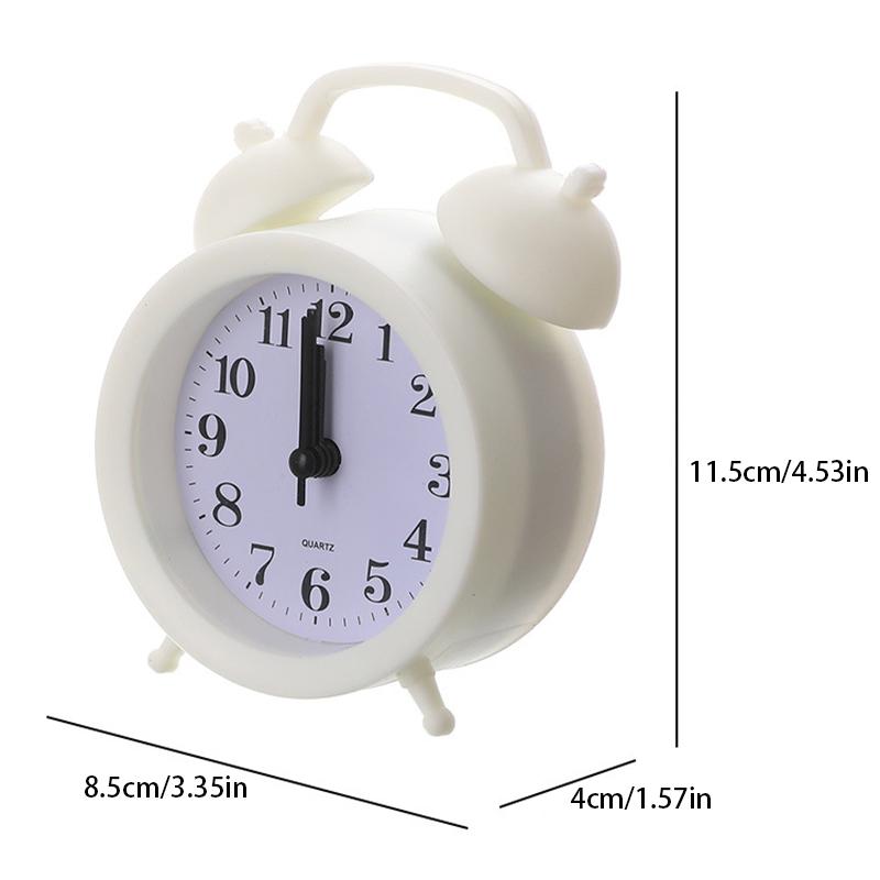 Dvojité zvonkové hodiny s přesným měřením času na baterie, mini kulatý noční stolní budík, roztomilý dárek pro děti