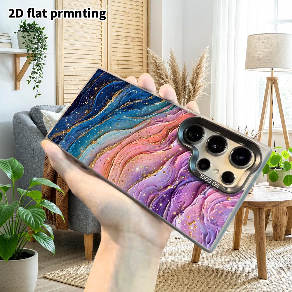 Phone Case: 2D Flat Samsung Galaxy A34 A35 M05 M06 S20 S22 S21 FE Plus 5G Protective Case, Couple Style, Wavy Colors, Christmas and Halloween Gift