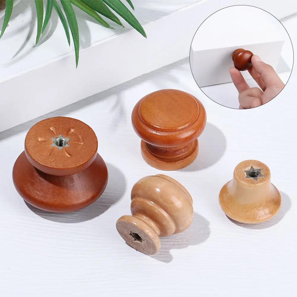 Wooden Retro Cabinet Dresser Drawer Knobs Single Hole Cupboard Handle with Screw Wardrobe Pulls Handle Furniture Hardware