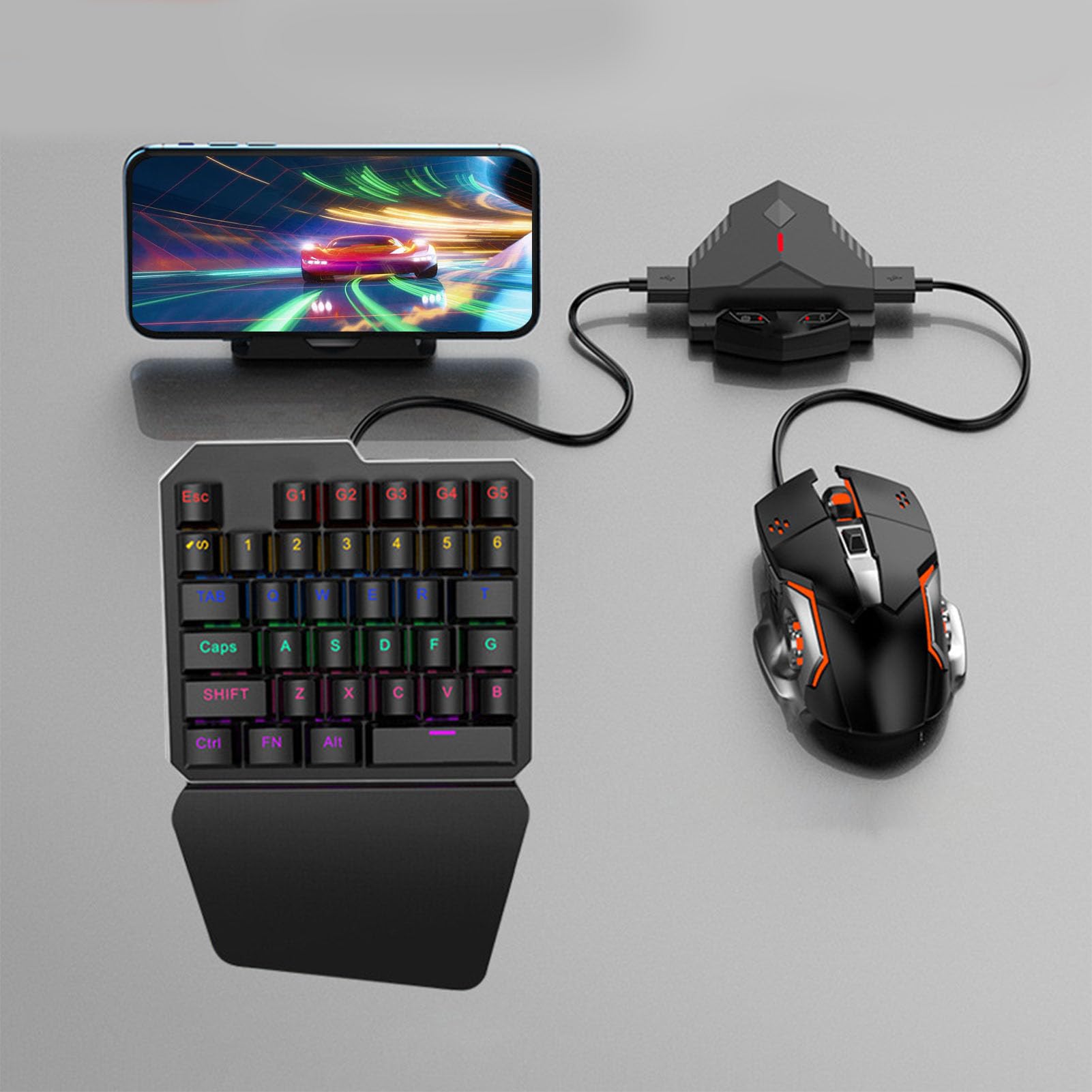 

Напівручна ігрова клавіатура та миша, 35 клавіш, PUBG, дротова механічна напівклавіатура з підсвічуванням RGB і підставкою для зап’ястя, дротова ігрова миша, конвертер