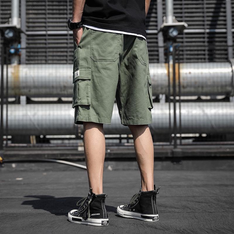 Herren Armygrüne Locker Sitzende Arbeitsshorts, Übergröße