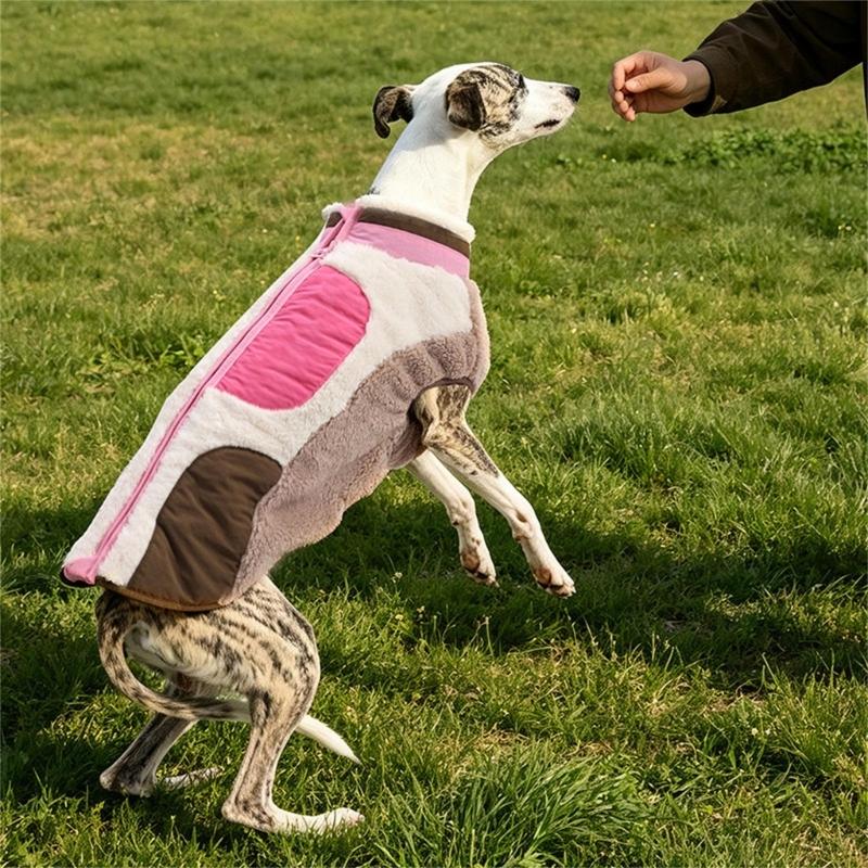 Outdoor Dog Coat with Back and Chest Coverage, Front Opening and Soft Fleece Pet Jackets for Cold Season Layer Use