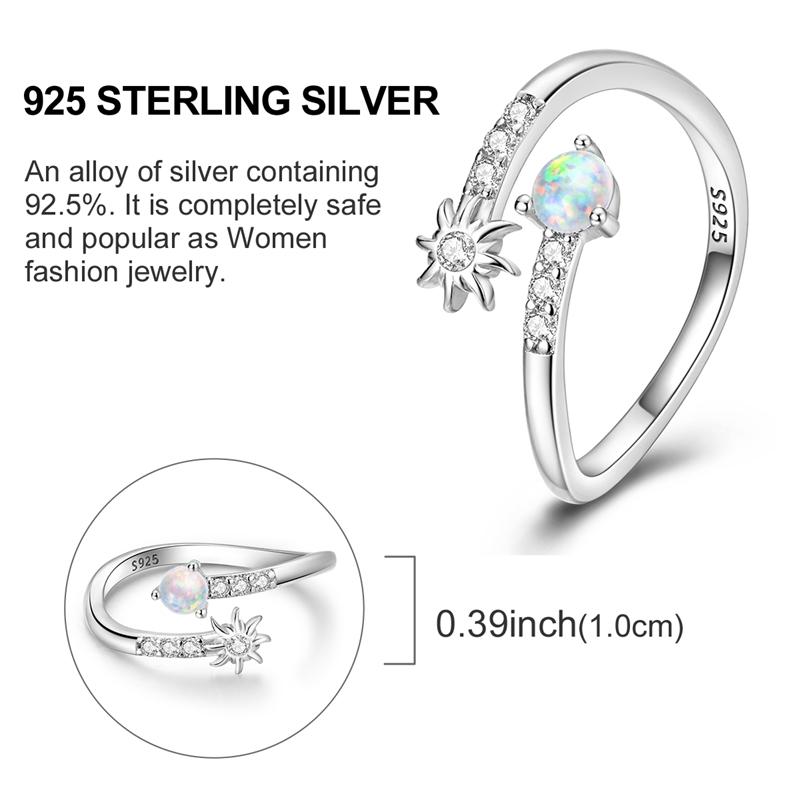 Original 925 Silver Ring Sparking Bear Bow Wing Rose Open Rings for Women Girls Jewelry Birthday Anniversary Engagement Gifts
