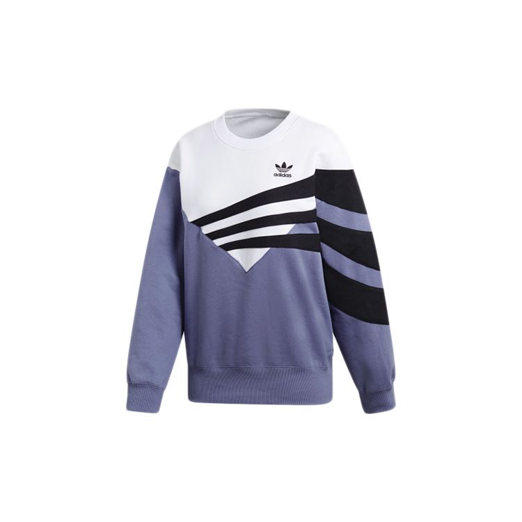 adidas Sudadera Originals Color Block para Mujer tops Índigo Blanco Negro DU8474