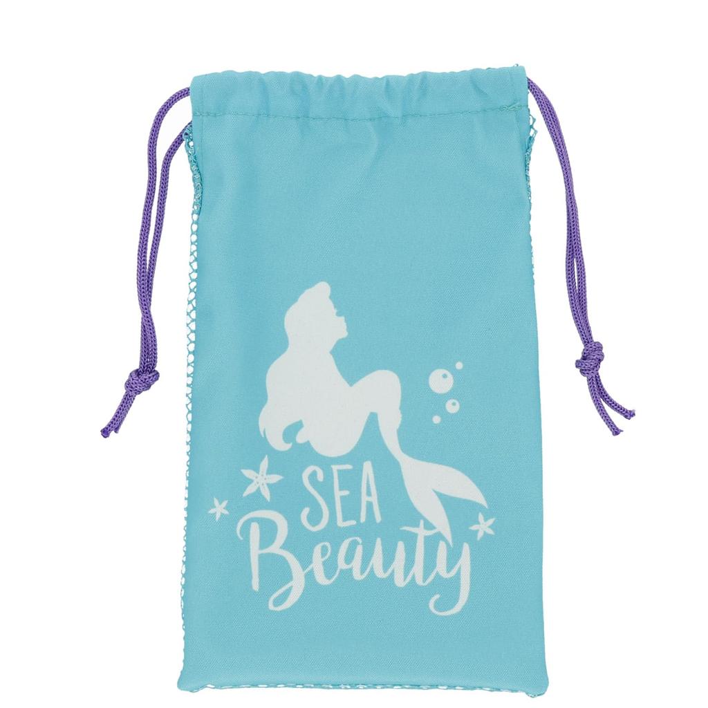 2024 Marushin Disney Princess Little Mermaid Leisure Towel with Character 2125024500 Quick-Drying Towel, Ariel, Quick-Drying, Absorbent, Drawstring,