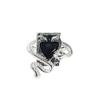 Simple Poker A Serpentine Black Drip Vintage Vintage Open Ring Niche Design Punk Personality Ring Female