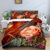 Music Bedding Set Rose Violin Printed Duvet Cover Set Twin King Queen Comforter Covers With Pillowcase Quilt Cover Home Textile
