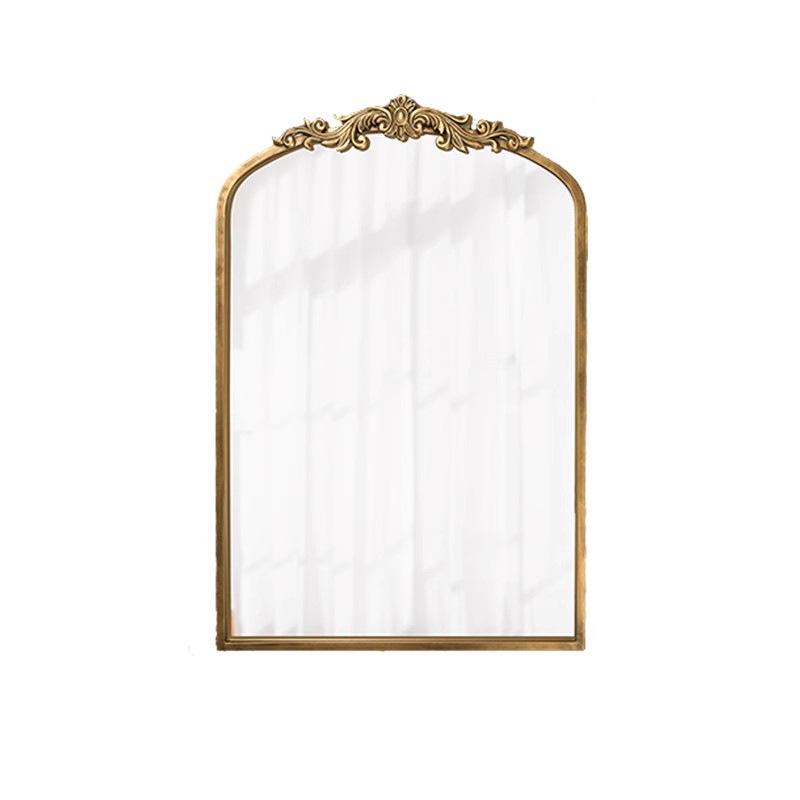 **European Light Luxury Carved Arched Bathroom Vanity Mirror**