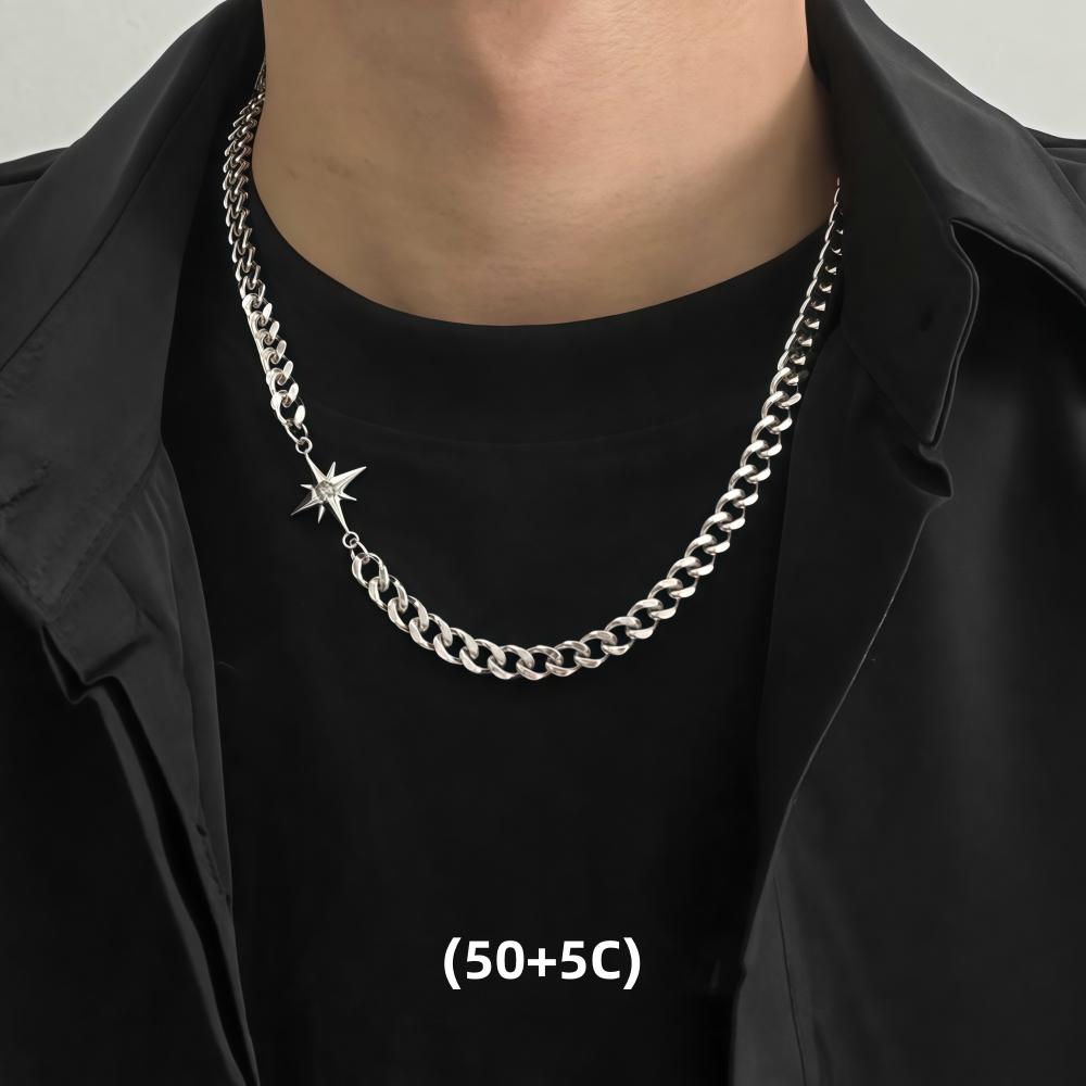 Hip Hop Double-layer Star Cross Necklace For Man Woman Titanium Steel Clavicle Chain Choker Punk Male Accessories