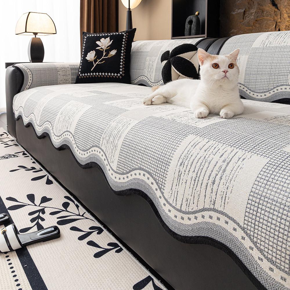 1pcs Irregular Sofa Cover Wear Resistant Non-Slip All-Season L Shape Couch Mat Breathable Home Couch Protector for Living Room