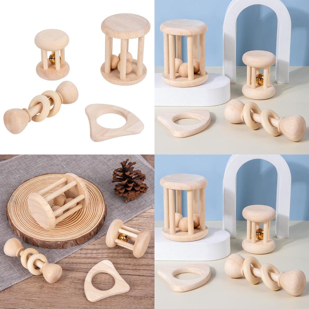 Wooden Baby Rattle Set With Sound Rescue For Early Childhood Learning And Development