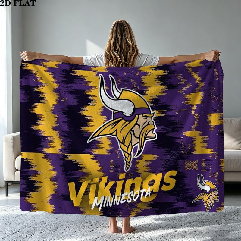 Minnesota Vikings Print Flanelovádeka Vysoká Kvalita Teplá Pohodlná Přikrývka pro Všechna Roční Období Perfektní jako Dárky Domácí Dekor