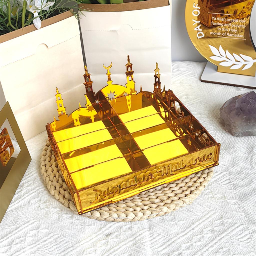 Eid Festival Themed Acrylic Candy Holder Biscuit Cookie Display Box for Home Gatherings Office Desktop Decorations