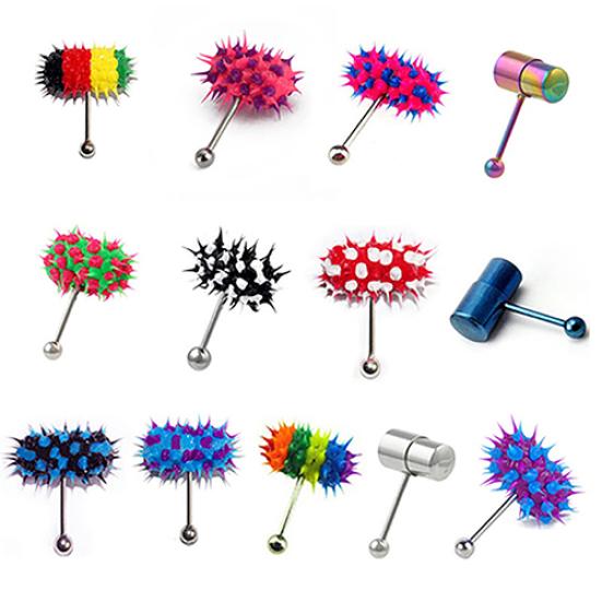 Unisex Cool Punk Hammer Shape Vibrerende Tongue Bar Stud Body Piercing smykker