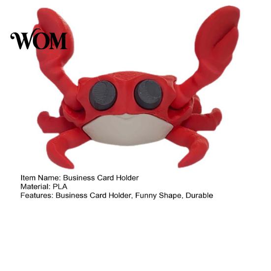 Cartoon Crab Desk Accessory 3D Printing Business Card Holder, Cute Shape, Stable Home Organizer Non-Tip Organizer, for Office Desktop Storage Display