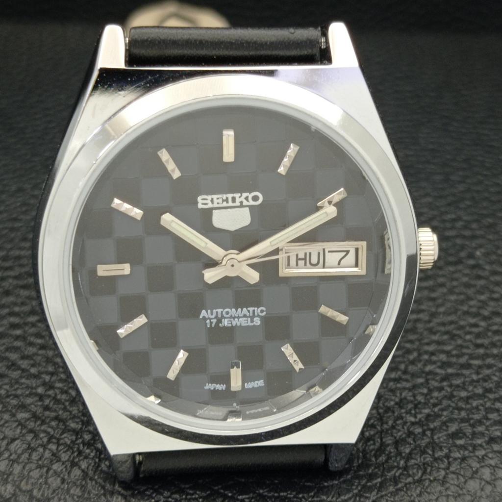 AUTOMATIC SEIKO 5 JAPAN MENS 6309A REFURBISHED BLACK COLOR DIAL WATCH a440288-4