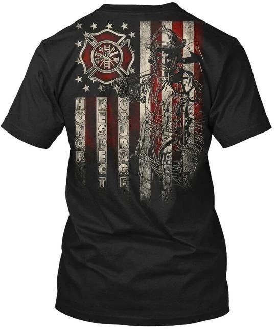 

Editon Firefighter Us Flag Honor Respect Courage TTshirt Made in USA S to 5XL M