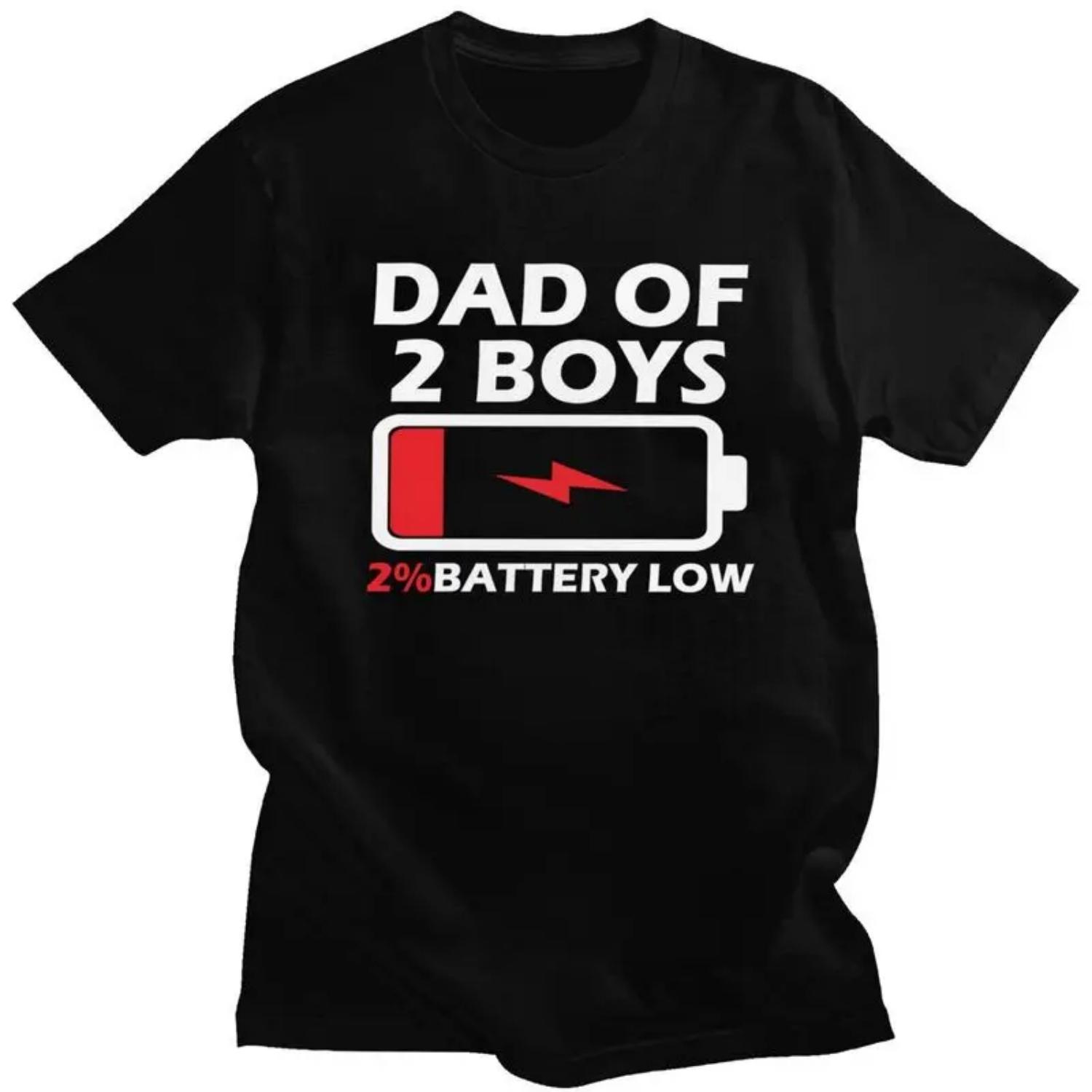 

Custom Mens Dad Of 2 Boys T Shirt Short Sleeve Cotton Tshirt Streetwear T-shirt Leisure Papa Father s Day Gift Tee Clothing S чёрный