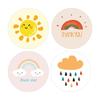 100-500 Pcs Round  Thank You Stickers Cute Cartoon Sun Rainbow Clouds Sticker For Handmade Gift Decor Labels Kids Reward Sticker