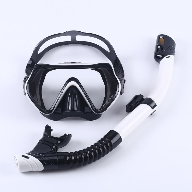 Maschera da Immersione in Silicone per Bambini e Adulti con Snorkel - Lente in Vetro Temperato HD, Montatura Grande
