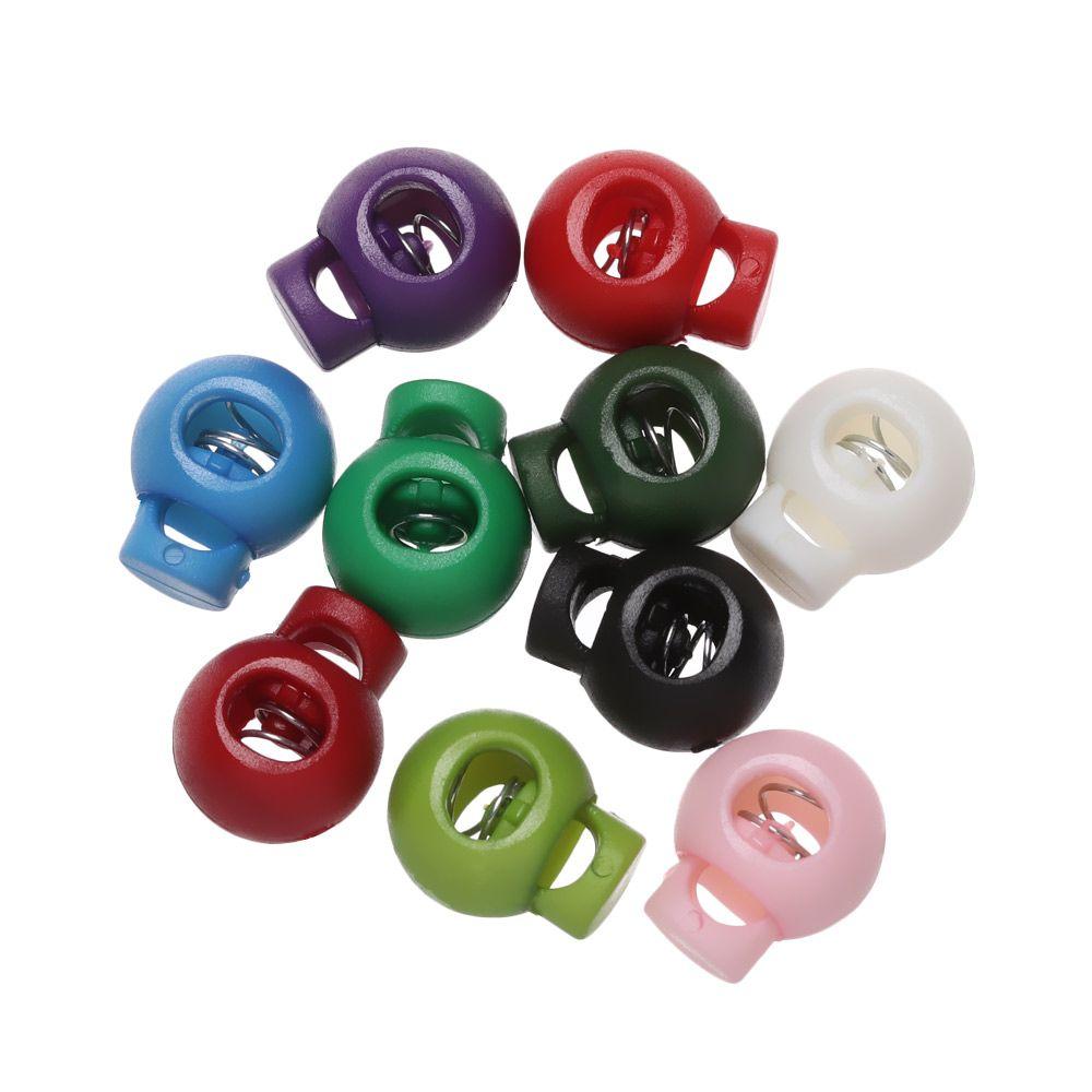 20pcs Multi-colors 6mm Hole DIY Cord Lock Bean Apparel Shoelace Toggle Clip Plastic Stopper