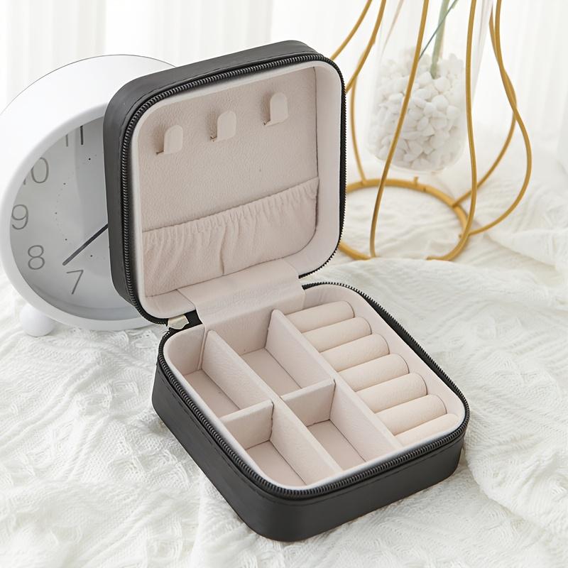 1PC Portable Imitation Leather Jewelry Storage Box with Zipper Closure - Desktop Storage Jewelry Box for Home or Out