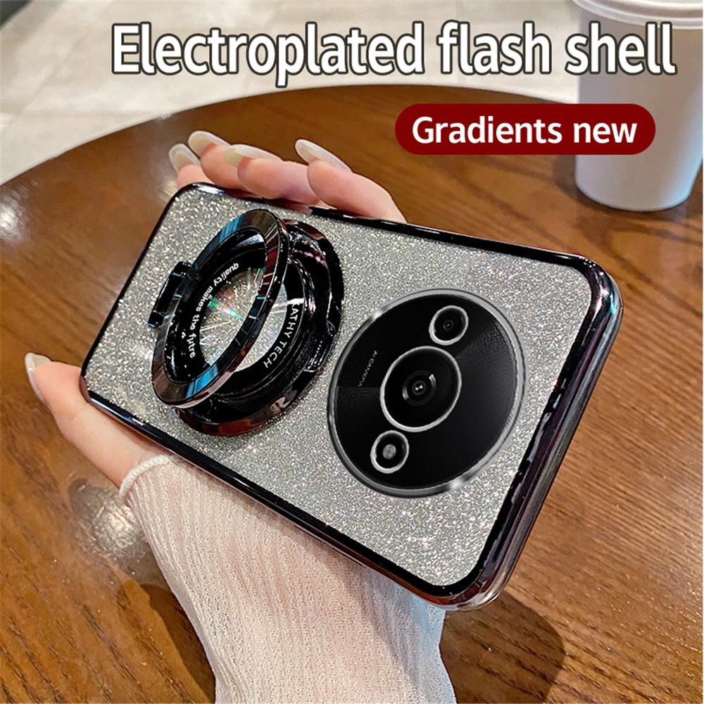Redmi A3 Case Luxury Plating Magnetic Stand Holder Glitter Case For Xiaomi Redmi 13C 9C 9A 10 10A 10C 12 12C A1 Plus Soft Cover