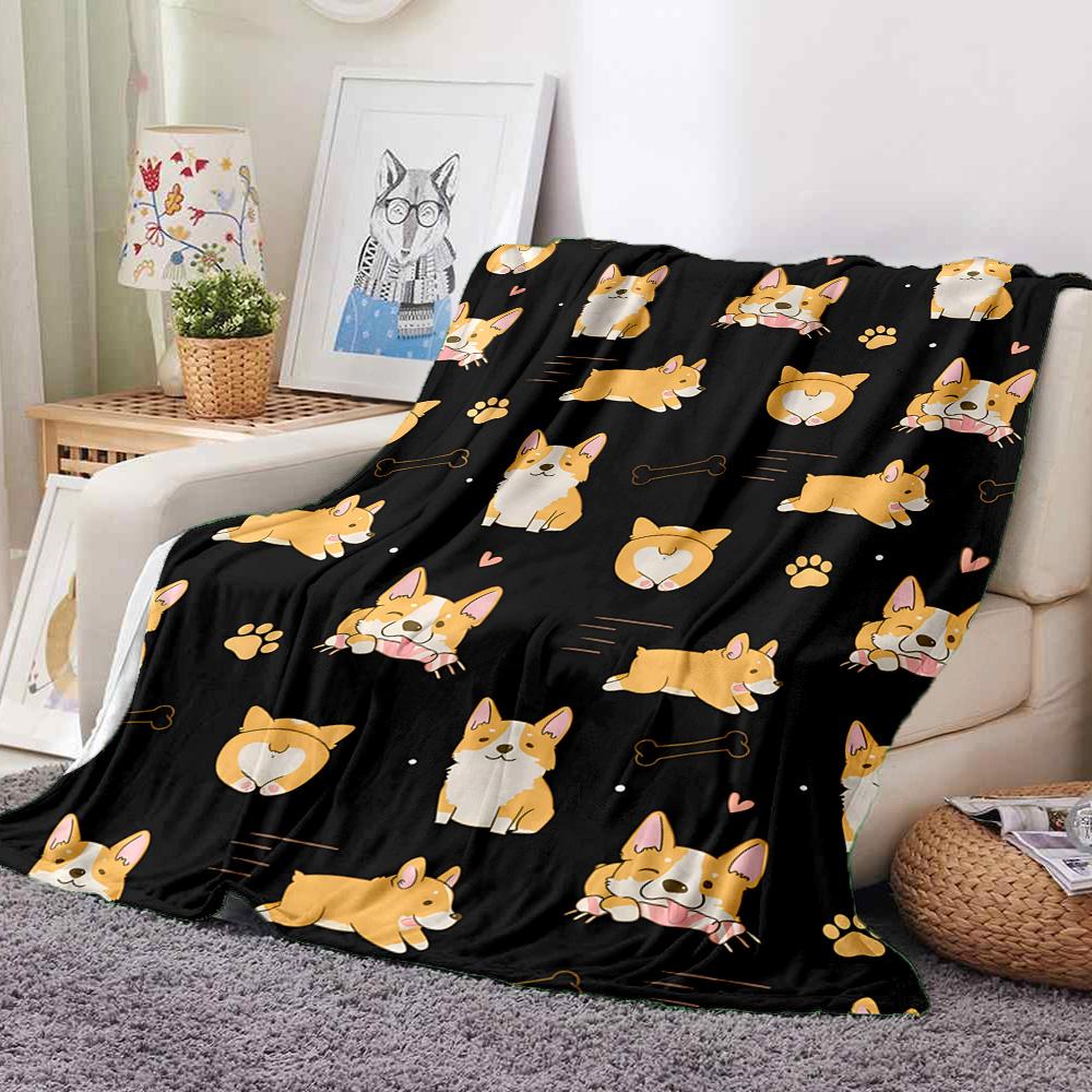 Corgi Love Flannel Blanket Throw Blanket Soft Warm Sofa Bed Camping Car Home Decor Unique Christmas Gift C9302639
