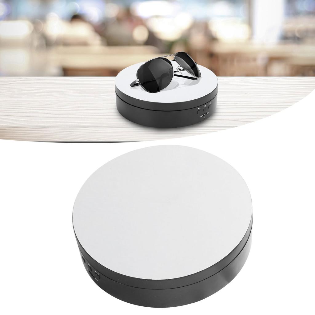3 Speeds Electric Rotating Display Stand 360 Degree Turntable Jewelry Holder USB ChargingBlack