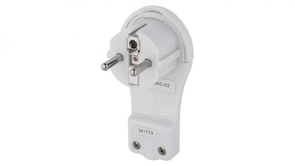 Wtyczka Kątowa Ultra Płaska 16A 2P+Z 250V Z Uchwytem Biała P0066