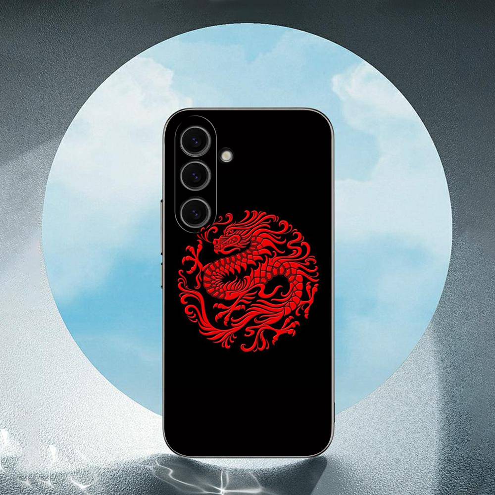Fashion Animal Red Dragon Luxury Black Phone Case For Samsung Galaxy S23 S24 S25 Ultra S22 Plus S21