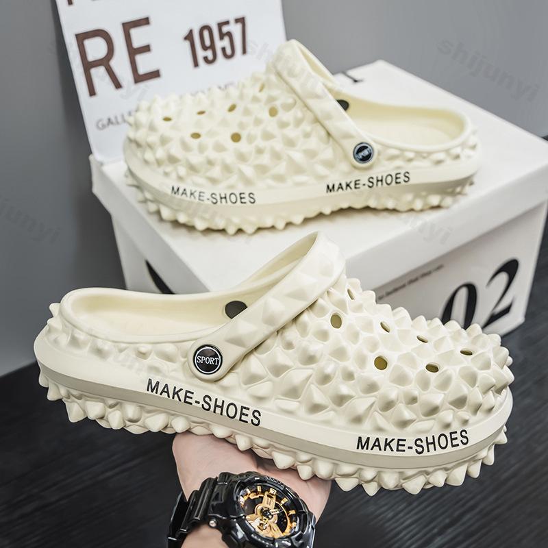 Fashion Men Shoes 2025 Summer Thick Bottom Beach Sandals Solid Color Outdoor Non Slip Casual Slippers Clogs Garden Men Slippers