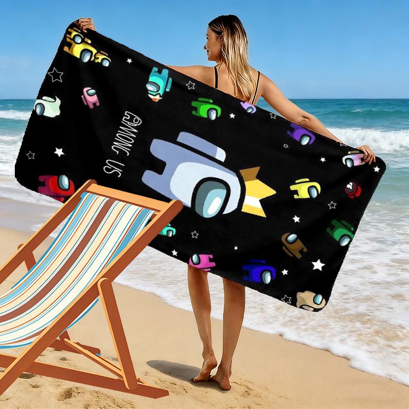 Among Us Print Strandtuch, Großes Weiches Schnelltrocknendes Handtuch für Strand Camping Schwimmen