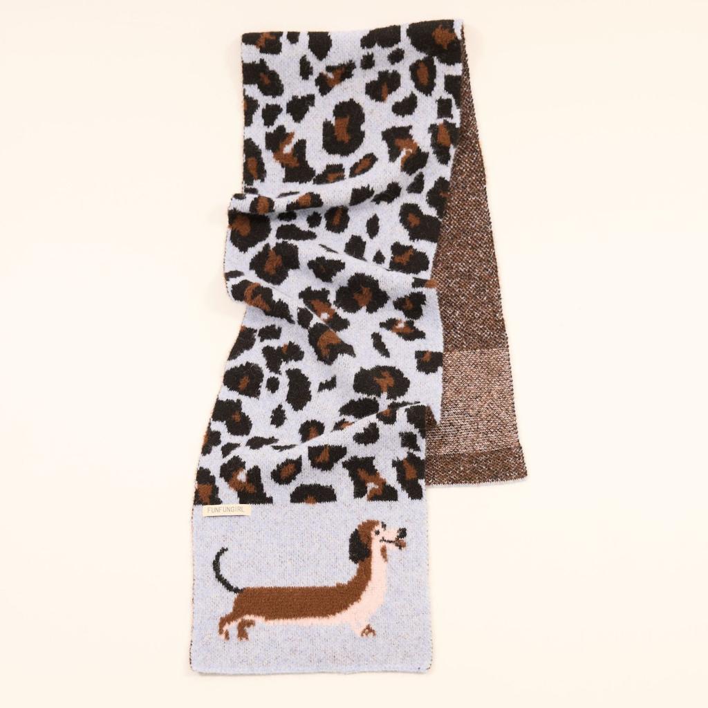 Autumn and winter leopard print dachshund dog cashmere scarf atmosphere female versatile soft waxy thickened warm shawl scarf
