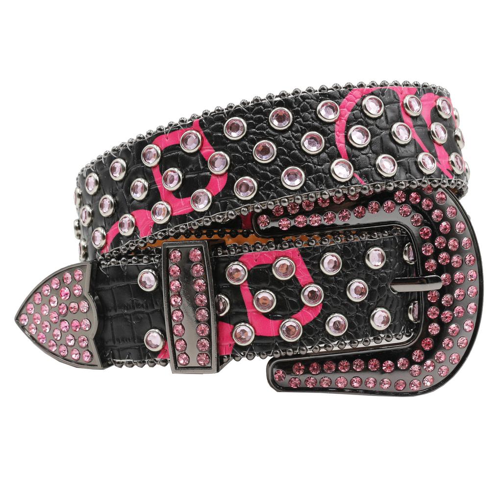 Punk Belt European and American Style Printed Rhinestone Punk Hot Girl Style Fashion Belt Men's and Women's Belt