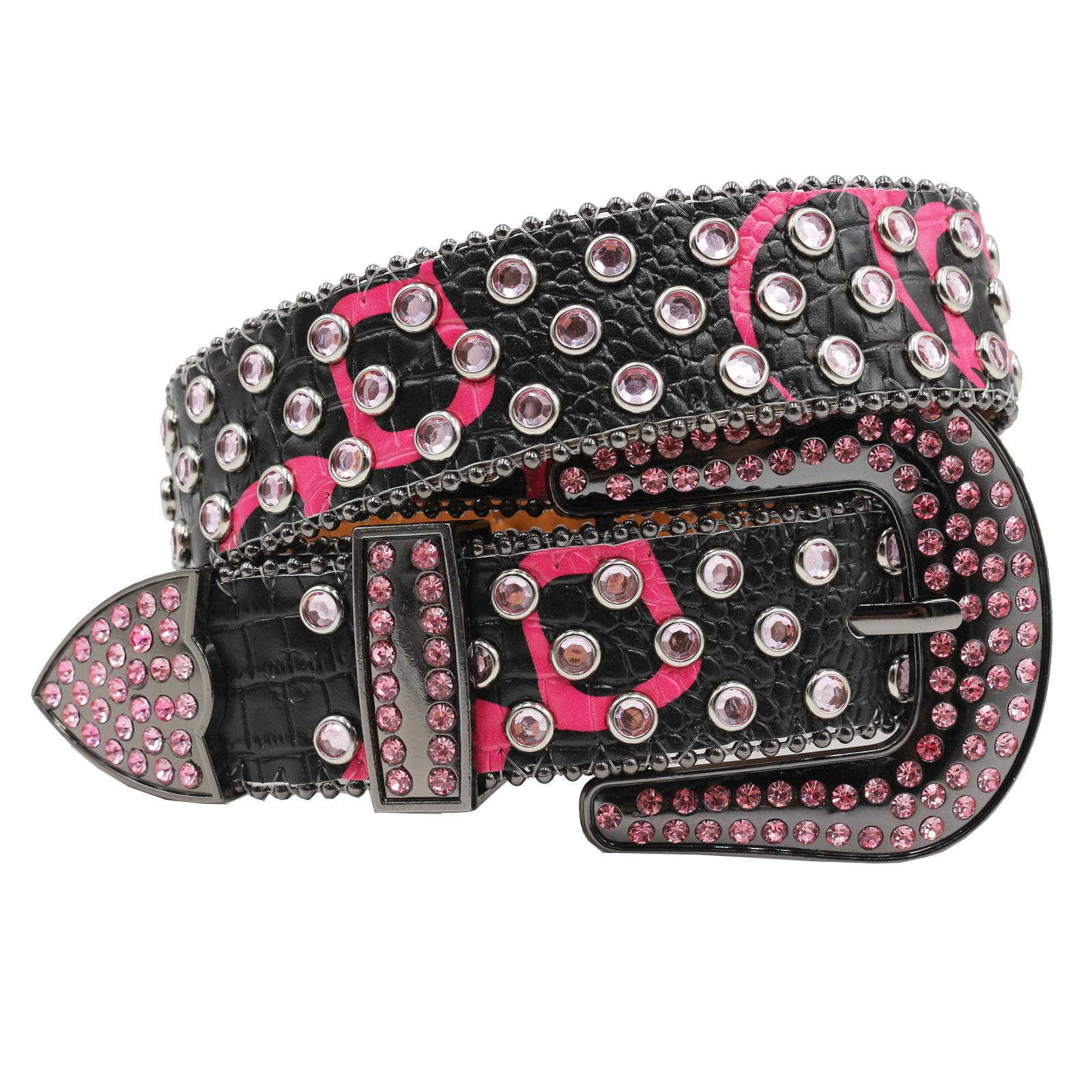

Punk Belt European and American Style Printed Rhinestone Punk Hot Girl Style Fashion Belt Men s and Women s Belt 105cm