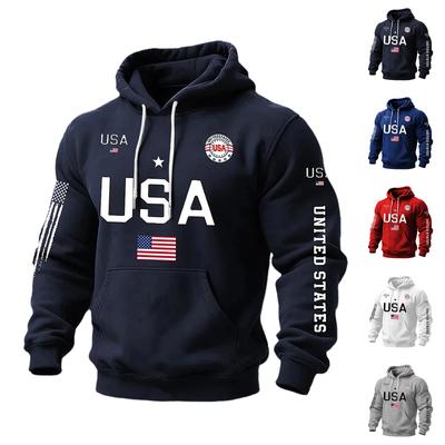 USA Anniversary Men's Casual Letter Print Long-Sleeve Sweatshirt