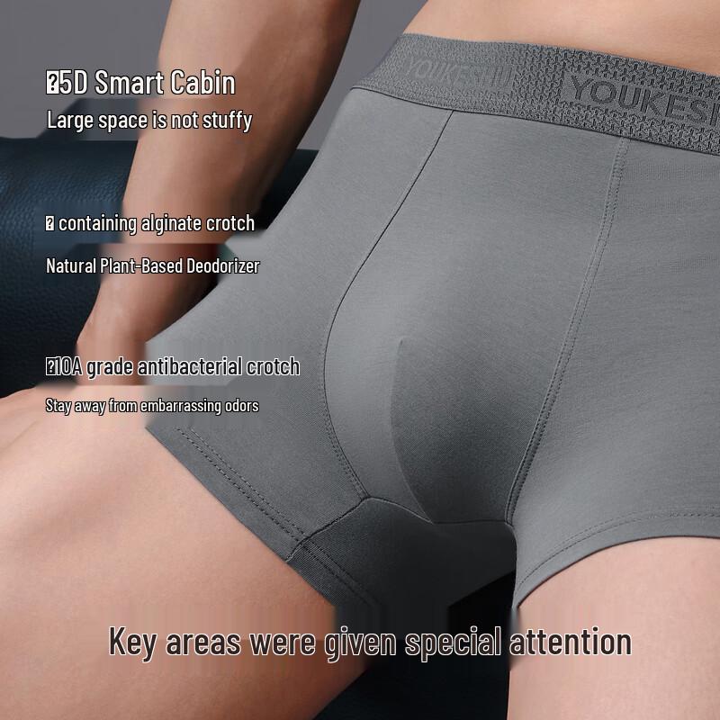 Youkeshu Men's 10A Antibacterial Cotton Boxer Briefs