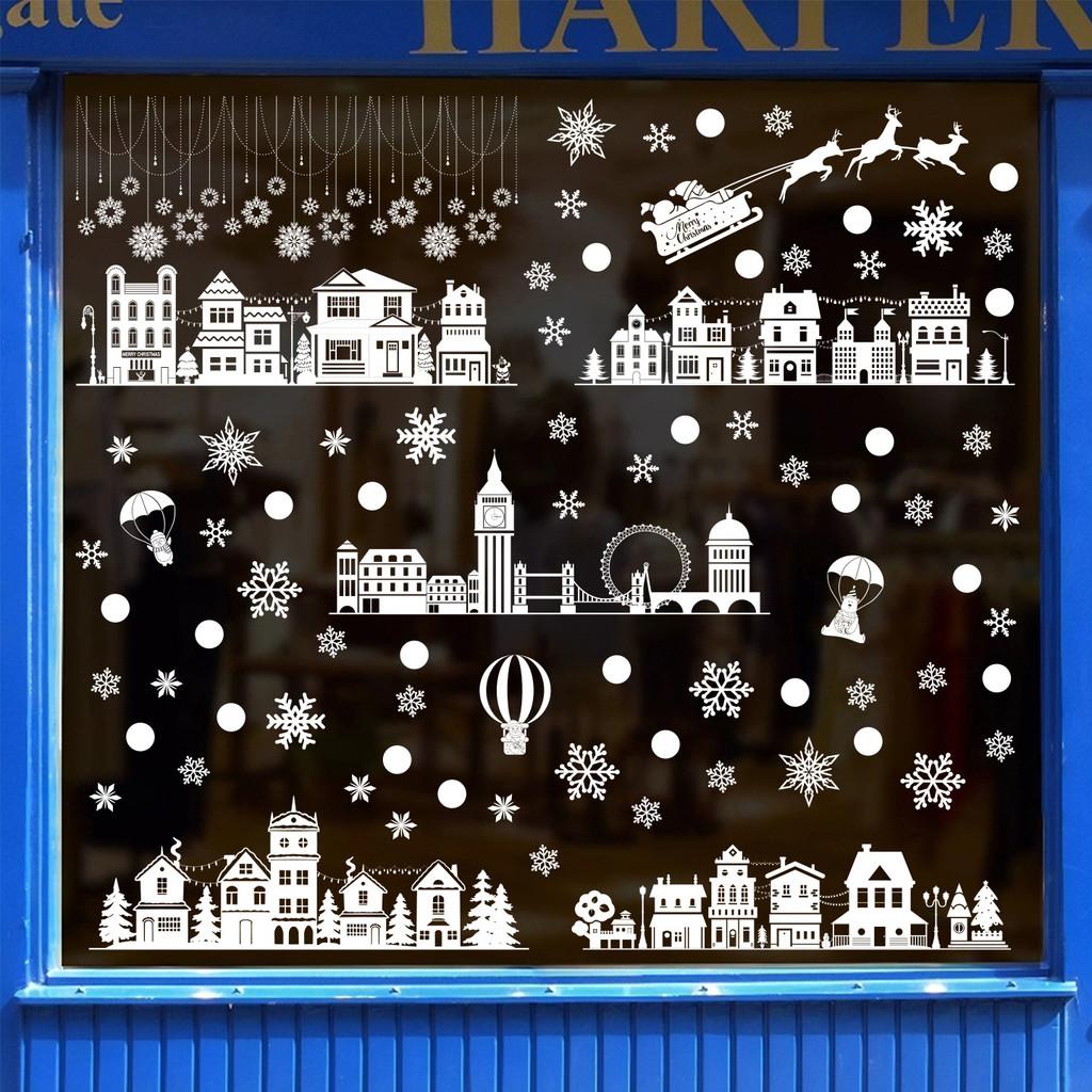 Window Snowflake Christmas House Cling Stickers Set Pvc Static Decor Decals