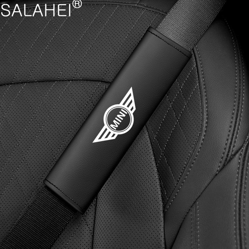 2pc Car Seat Belt Shoulder Protection Covers Shoulder Pads Accessories For BMW MINI Cooper One S JWC R55 R56 F56 R57 R58 R59 R60