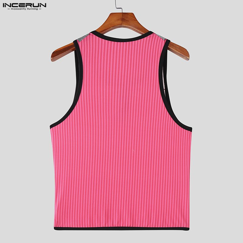 INCERUN Sommer Herren Ärmellos Gestreift Patchwork Lässig Sport Tanktops Weste