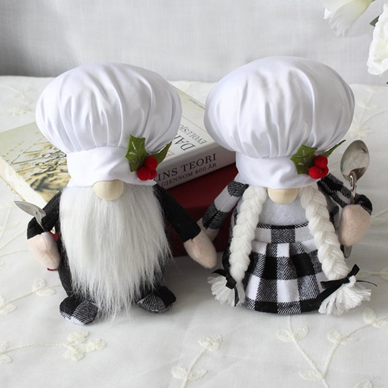 Christmas decorations creative dwarf chef doll festival plush doll chef's day faceless doll