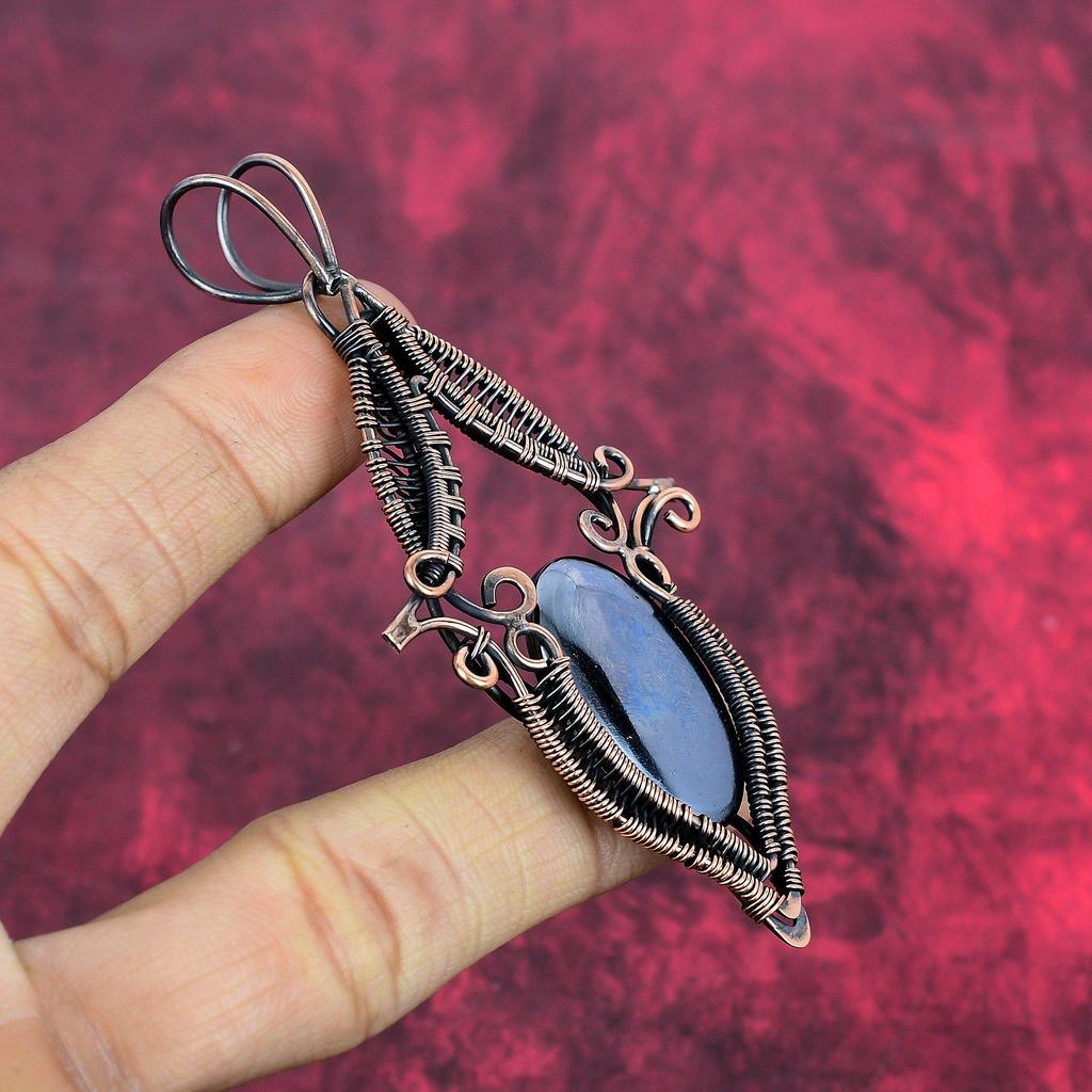 Shungite Pendant Copper Wire Wrapped Pendant Unique Design Jewelry Real Gemstone Pendant Copper Wire Jewelry Gifts for Him Handmade Pendant