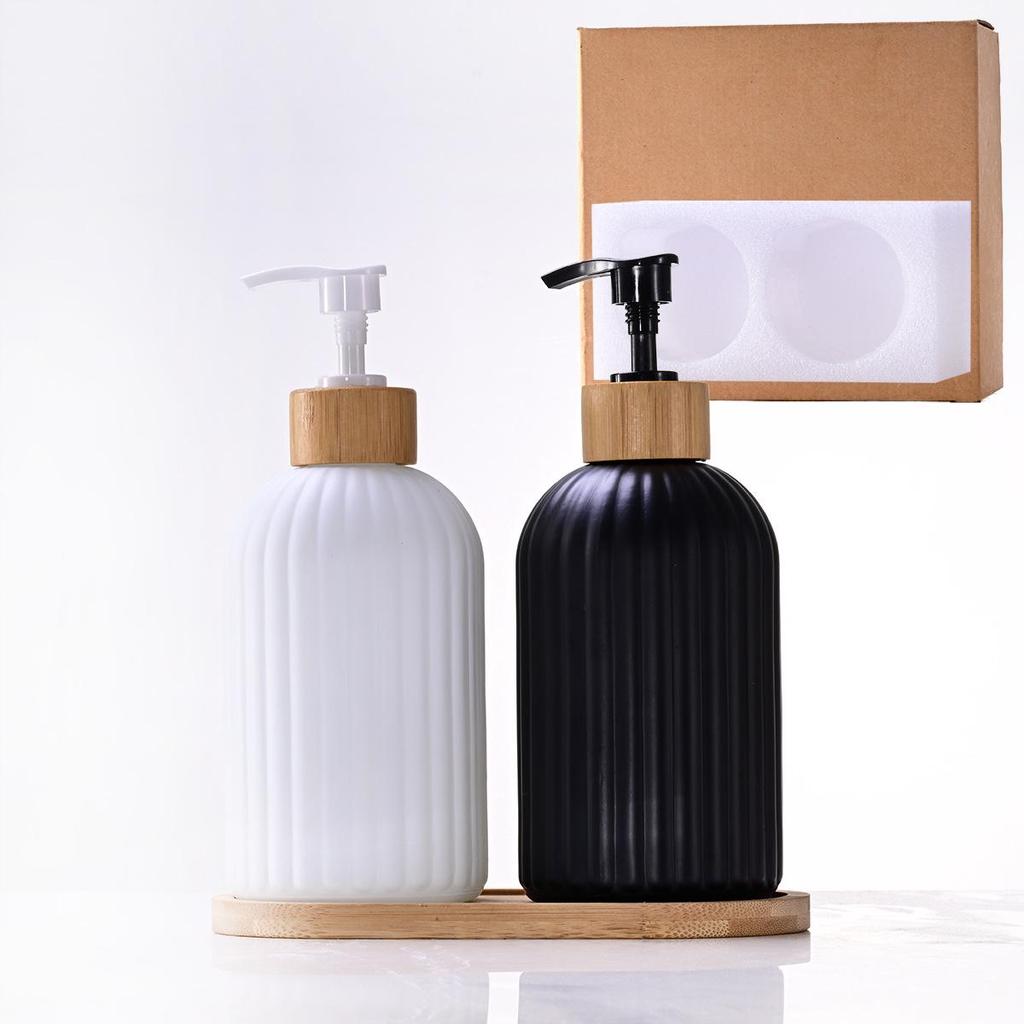 Nordic Large Capacity Vertical Stripe Glass Bottle for Hand Sanitizer, Shampoo, or Shower Gel